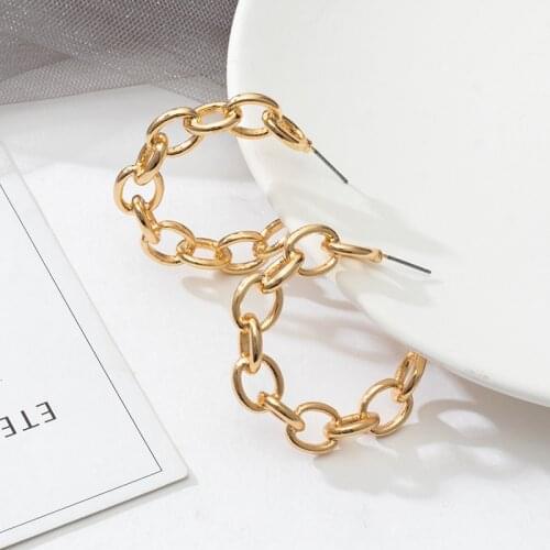 New Statement Gold Hoop Drop Hollow Out Earrings for Women Vintage Geometric Metal Round Dangle Hanging 2021 Trend Girls Jewelry