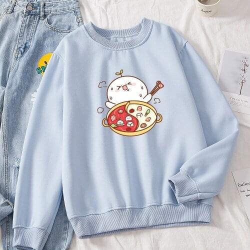 Kpop Women Sweatshirt Crew Neck Cute Hoodie Ladies Aesthetic Hooded Sweatshirt for Girls Couples Men Unisex Cotton Tops