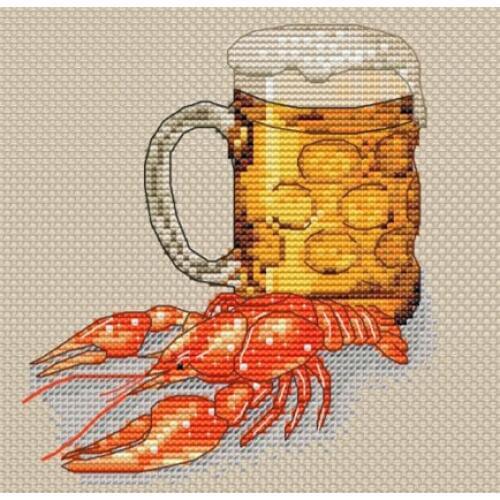 ZZ Little Pirate Counted Cross Stitch Kit Cross stitch RS cotton with cross stitch Lobster and beer