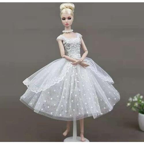11.5" Fashion White Lace Princess Dress for Barbie Doll Clothes 1/6 BJD Accessories Party Gown Dancing Vestido DIY Toy Girl Gift