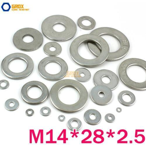 20 Pieces M14*28*2.5mm 316 Stainless Steel Flat Washer Marine Grade
