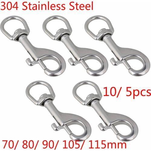 304 Stainless Steel 70/ 80/ 90/ 105/ 115mm Silver Swivel-Eye Bolt Snap Hook Round Eye Swivel Keychain Strap 10/ 5pcs