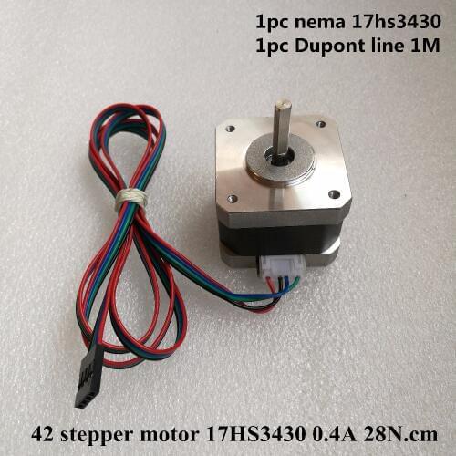 1PCS 17HS3430 3D Printer Nema17 for 12VDC, 2800g.cm, 34mm length, 4-Lead, 42 motor Stepper Motor with 1meter DuPont line