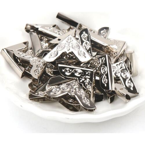 40Pcs silver Metal Book Corner Trilateral Albums Menus Folders Box Corner Protectors For Decor Decoration 21x21x3.5mm