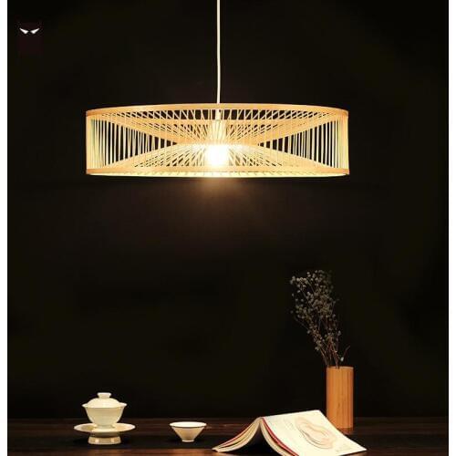 60cm Bamboo Wicker Rattan Shade Pendant Light Fixture Rustic Asian Chinese Japanese Style Hanging Ceiling Lamp Luminaire Design