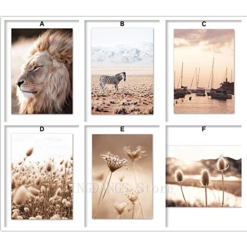 5D DIY Diamond Painting African Lion Zebra Grass Dried Flower Sea Sunset Nordic Diamond Mosaic Embroidery Cross Stitch Art Decor