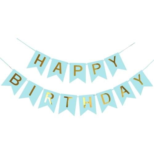 Happy Birthday Banner with Shimmering Gold Letters Swallowtail Flag Happy Birthday Sign Party Decorations for Boy Girl FU