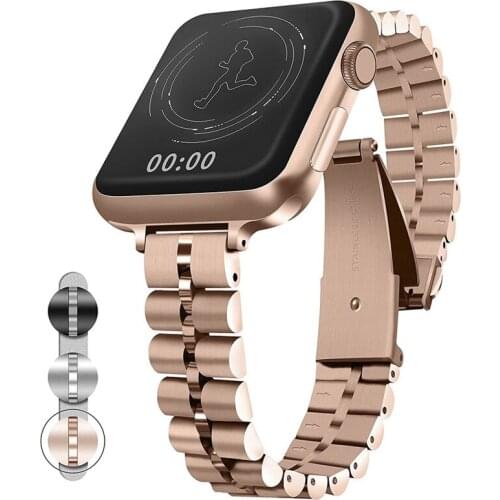 Bracelet for apple watch 6 se Stainless steel Three beads semicircle 14mm apple strap band for iwatch series 5 4 3 2 1 UTHAI G11