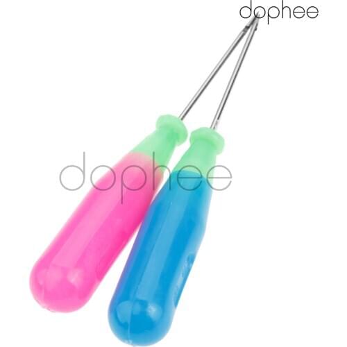 Dophee 2pcs Steel Shoe Awl Shoes Bags Hole Stitcher Sewing Hook DIY Handmade Leather Tool Plastic Handle Cone Needle Shoe Repair