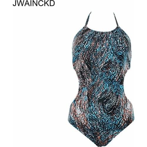 JWAINCKD Bikini 2018 One Piece Push-Up Padded Swimwear Women Halter Swimsuit Paisley Bikinis Set Beach Wear Modest Bodysuit Swim