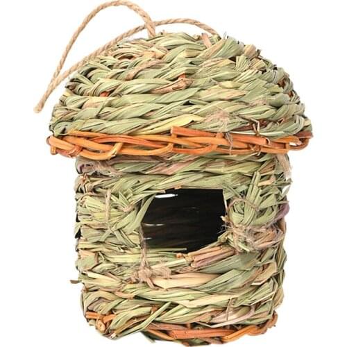 Natural Grass Bird House Hand-Woven Bird Cage Durable Outdoor Eco-friendly Cages Bird House Woven Garden Decoration Supplies