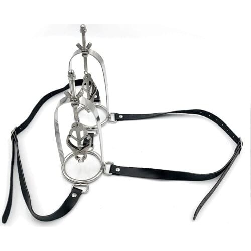 Leather Bondage female Stainless Steel adjustable torture play Clamps metal Nipple clips breast BDSM Restraint Fetish sex toy