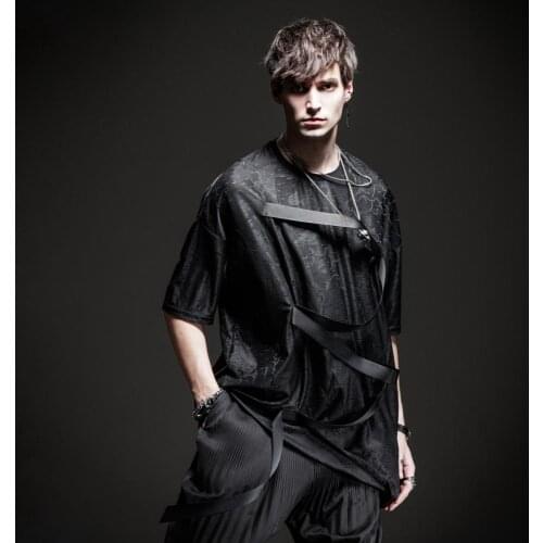 Free shipping New fashion casual mens male Soul 2020 autumn black mens dark loose round neck short sleeve T-shirt BC201111112