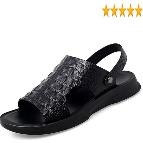 Driving Men Summer Leisure Black Outdoor Slippers Two Wear Breathable Soft Sole Beach Shoes Slip-On Platform Sandals