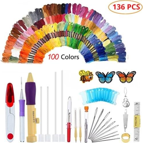 Embroidery Cross Stitching Punch Needle Kit Magic Embroidery Pen Punch Needle DIY Craft Sewing Tool For Embroidery