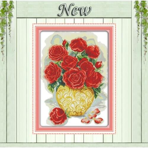 Beautiful roses colorful flower,Pattern printed on the fabric DMC 11CT 14CT Cross Stitch kits,needlework Set handmade embroidery