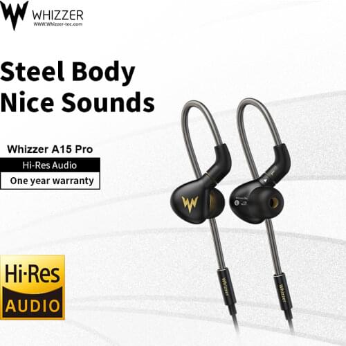 Whizzer A15 Pro Earphones HiFi Bass Dynamic Hi-res Earbuds Sport Bass Earphones Connector 3.5mm Metal In Ear Headsets with Mic