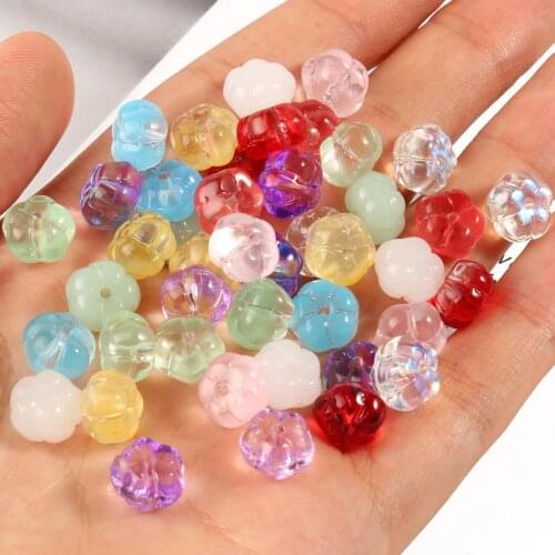 Multiple Colors Lampwork Beads Pumpkin Shape 20pcs/lot Glass Beads for DIY Bracelet Jewelry Making Accessories 10x6mm Wholesale