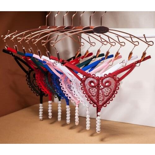 New Embroidery Underwear women Flower Pearl Massage Panties Open Crotch Love Heart Sexy Lingerie Sex Girls Thongs Transparent