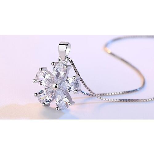 Wholesale 12pcs/lot Flower Zirconia Crystal Pendants Necklace Box Chain Choker Collares Necklaces Jewelry Gifts for Women