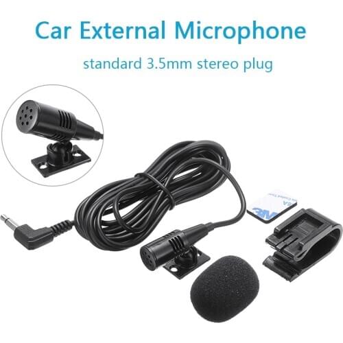 Pohiks 1pc 3 Meters Length External Microphone 3.5mm Jack Car Mic With Bracket For Audio Stereos Radio Receiver