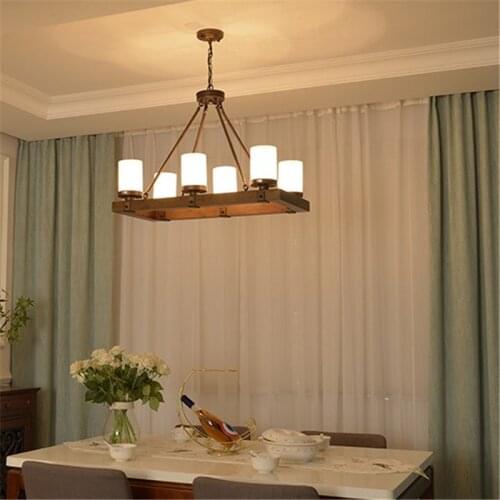 Retro Village Ceiling Chandeliers Solid Wood Round Iron lamp light chandelier for Villa /Living Room /Library/Museum/Retro cafe