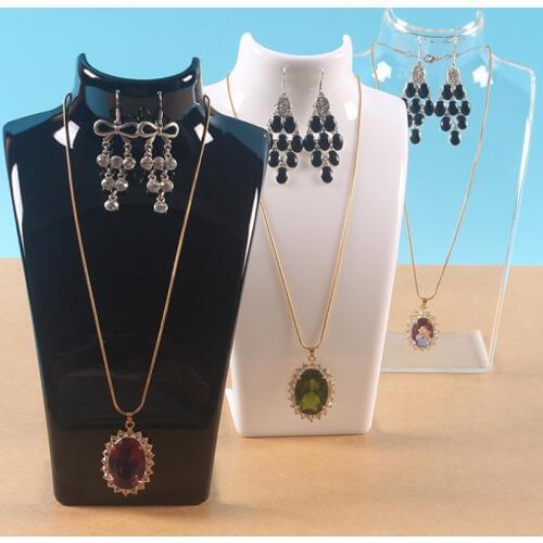 Luxury Hot Salling Black/White/Clear Mannequin Necklace Jewelry Pendant Display Stand Holder Show Decorate Jewelry Display Shelf
