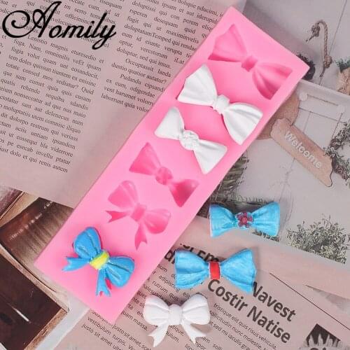 Aomily 6 Holes Bow-knot Silicone Molds Cake Chocolate Mold Wedding Cake Decorating Tools Fondant Sugarcraft Ice Block Soap Mould