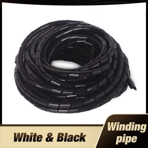 Spiral wraping diameter 10mm long Cable casing Cable Sleeves Winding pipe white and black
