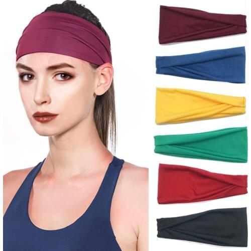 Sports hair band Yoga sweat band mens and womens running fitness headband elastic cotton headband solid color hair band