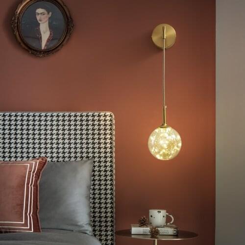 Nordic Gypsophila Led Glass Ball Wall Lamp Copper Golden Luster Small Sconce Pendant Light Decoration for Bedside Corridor Aisle