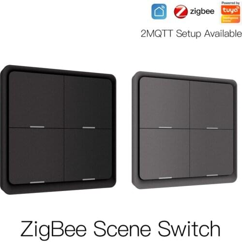 Tuya Smart ZigBee Smart Switch 4 Gang Scenario Scene Switch Support Smart Life Home Assistant For Tuya Devices Battery Powered
