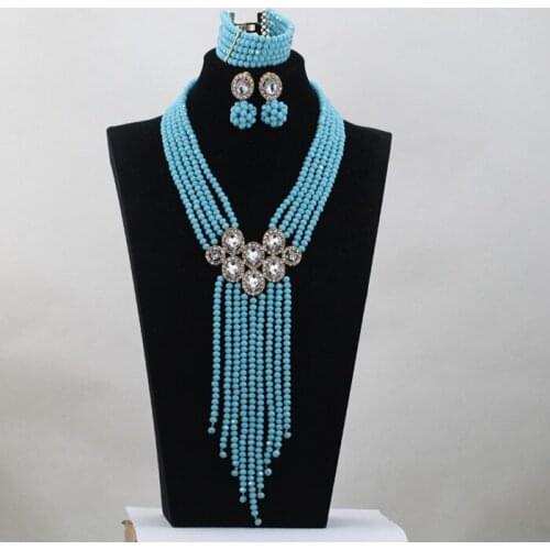 Unique Design 5 Rows Multicolor Crystal Sets African Wedding Crystal Beads Jewelry Sets Bridal Jewelry Sets Free Shipping ANJ161