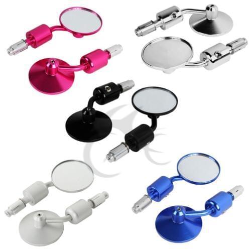 Motorcycle Rearview Mirrors 7/8" Handle Bar End 3" Round For Honda Kawasaki Yamaha Suzuki