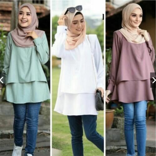Middle East Woman Muslim Blouse Turkish Malaysia Islamic Shirts Casual Solid Layered Long Sleeve Ramadan Female Muslim Tops