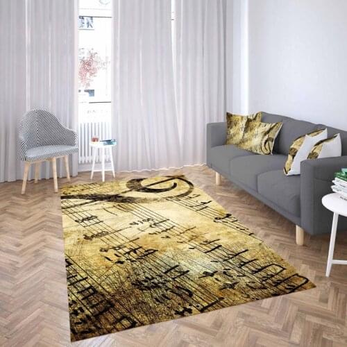 Gold Music Notes, Musical Carpet, Rainbow Colors Luxury Rug, Area Musical Background Rug, Custom Personal Carpet Design