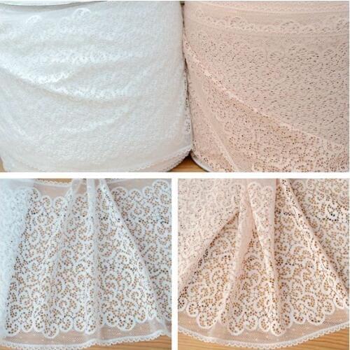 2M/lot 22 cm wide Exquisite beige white pink micro-elastic lace High-end clothing skirt dress decorative lace SC779