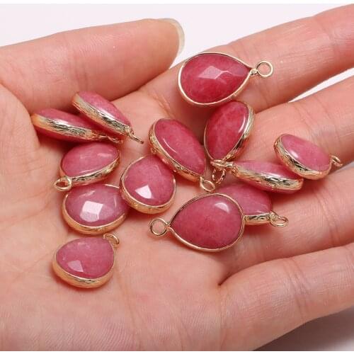 2pcs Natural Stone Charms Pendants Stained Stone Drop-shaped Faceted for Jewelry Making DIY Nacklace Earring Bracelet 13x23mm