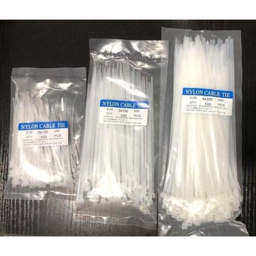 300 Pcs Nylon Cable Self-locking Plastic Wire Zip Ties Set 3*100 3*150 4*200 MRO & Industrial Supply Fasteners & Hardware Cable