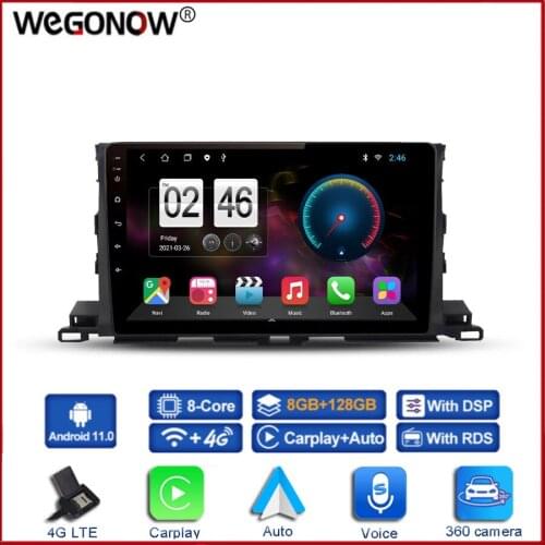 360 Panoramic Camera 6G+128G Android 10.0 Car DVD Player GPS Map WIFI Bluetooth RDS Radio For TOYOTA Highlander 2015 2016 2017