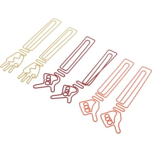 6 Pieces Metal Paper Clips Special Hand Shaped Paper Clips Multi Colored