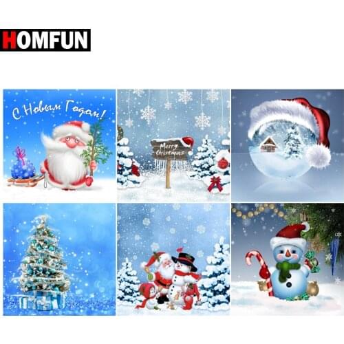 HOMFUN 5D Diy Diamond Painting Cross Stitch "Snow christmas hat" Home Decor Full Rhinestones Inlay Diamond Embroidery