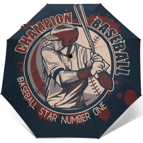 Automatic Umbrella Rain Women Three-folding Umbrella Baseball Championship Poster Windproof Umbrella Female Waterproof parasol