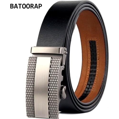 BATOORAP 2021 Luxury Mens Leather Belt Metal Buckle Black Retro Western Trouser Strap Male Fashion Jeans Designer Belts Ratchet