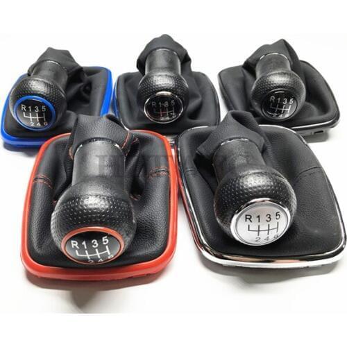 Free Shipping 6 Speed PU Leather Shifter Stick Gear Shift Knob With Dustproof Cover For VW Golf GTi MK4 R32 Bora MK4 Jetta