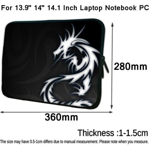 For Asus ZenPad Mens Boys Gift Neoprene Notebook Case 14.1" 13.9 Inch Funda Portatil Dragon Printing Notebook 14 Inch Sleeve Bag