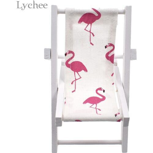 Lychee Life Mini Flamingo Pineapple Wooden Beach Chair DIY Wedding Birthday Party Figurines Miniatures Home Decoration