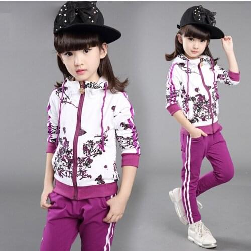 Kids Clothes Autumn and Autumn 2021 Girls Sets New Child Floral Print Sport Suits Girls Children Clothing Set 4-13Years