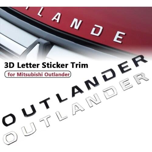 For Mitsubishi Outlander ABS Chrome Car 3D Letters Hood Emblem Logo Badge Car Stickers Styling Car Accessories Wording 3D Letter