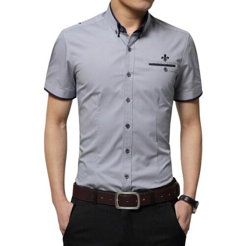 Dudalinas 2021 Men shirt short sleeve Casual male shirt short sleeve male shirt office shirt spring summer style Solid